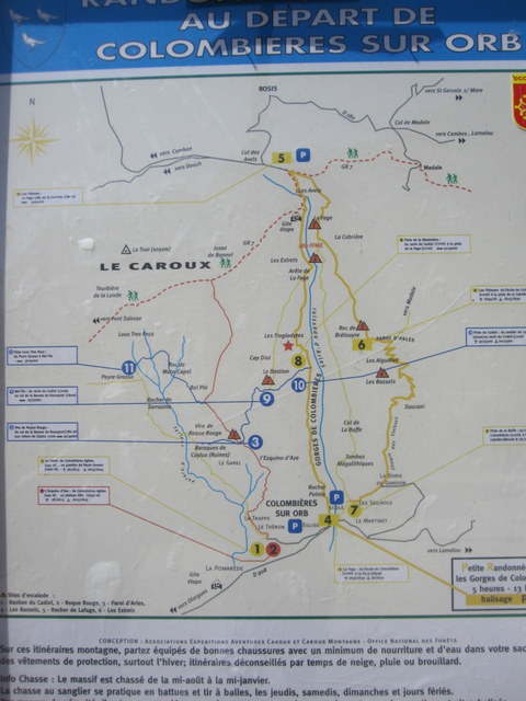 Map showing route of walk along the Gorges de Colombières
