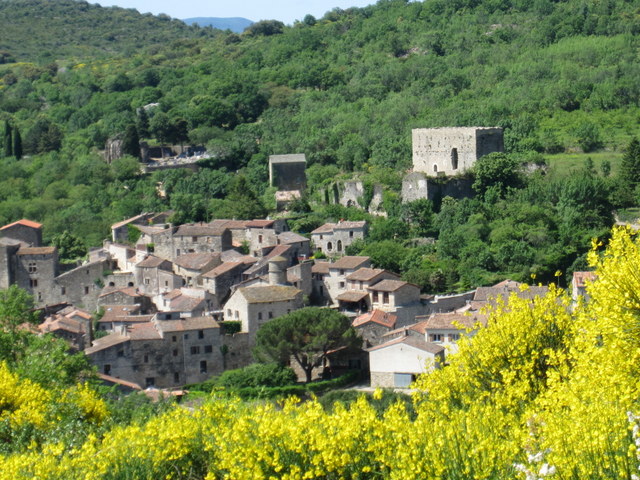 View of the village of Boussagues on a Car Tour from Hérépian